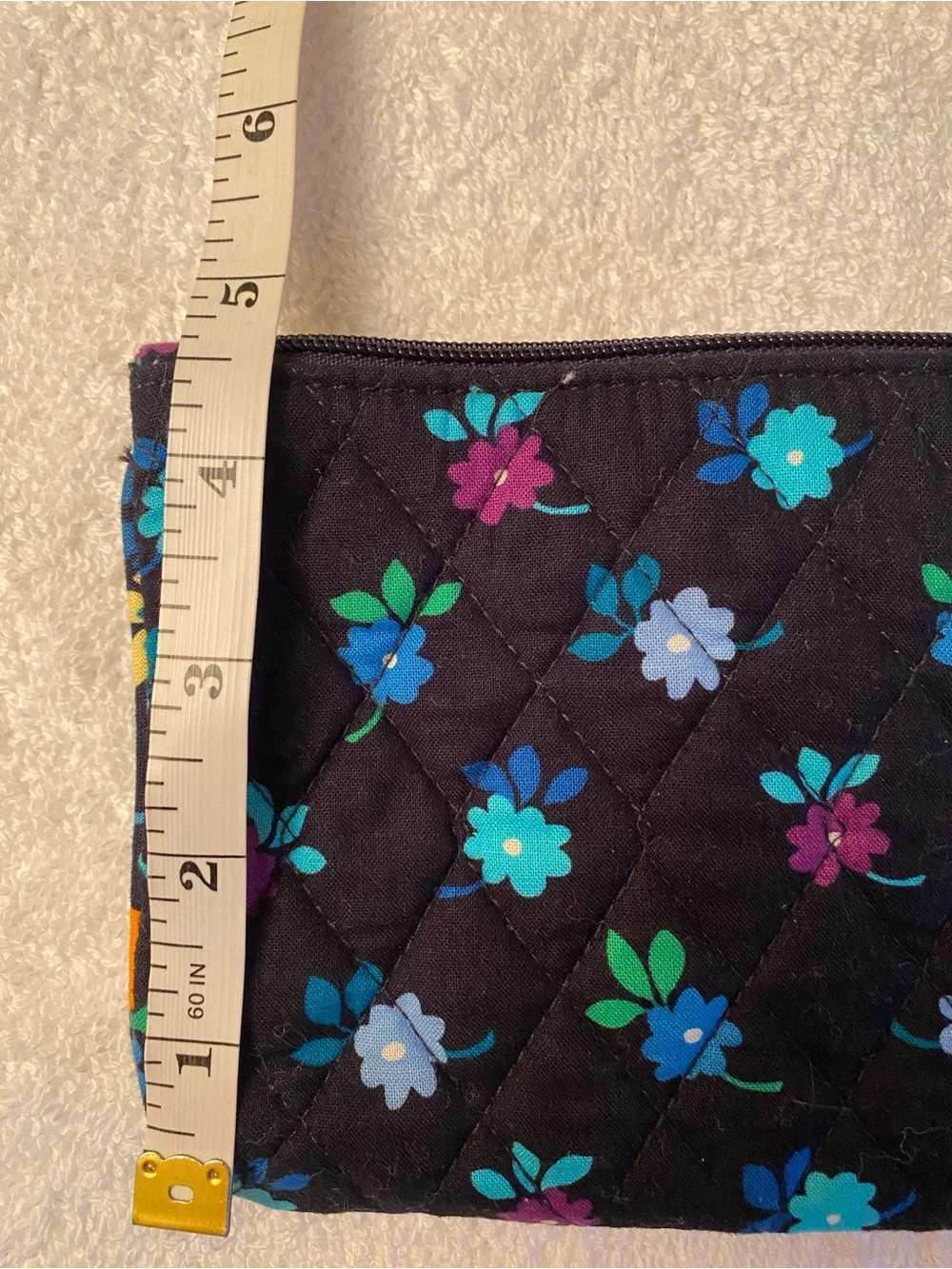 Vera Bradley Midnight Blue Quilted Cotton Floral Pouch Cosmetic Bag